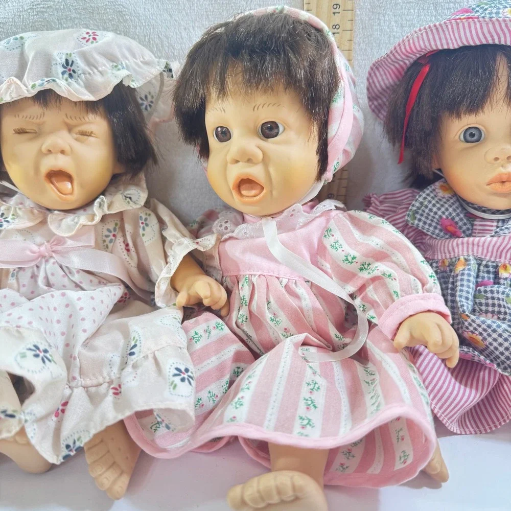 Vintage Gi-Go Palm Pals Bean Bag Baby‎ Dolls Lot of 8 Various Expressions 8 Inch
